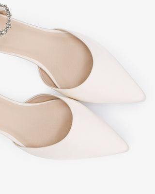 Satin Pointy Toe Wedding Flats with Amaryllis StrapWomen Shoes