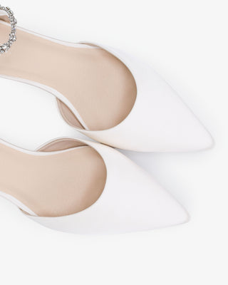 Satin Pointy Toe Wedding Flats with Amaryllis StrapWomen Shoes