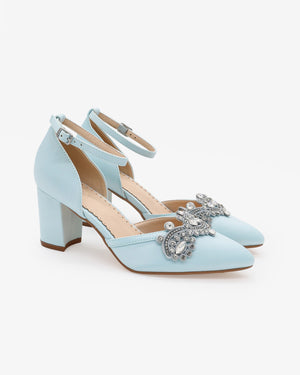Block Heel with Rhinestones Detail for Wedding