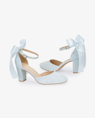 Lace Block Heel with Satin Back BowWomen Shoes