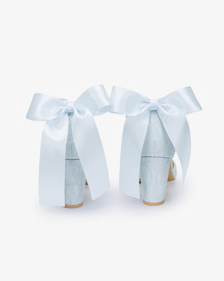 Lace Block Heel with Satin Back BowWomen Shoes