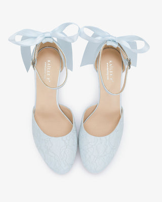 Lace Block Heel with Satin Back BowWomen Shoes