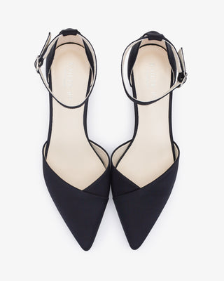 Satin Pointy Toe Low Block Heels Evening ShoesWomen Shoes