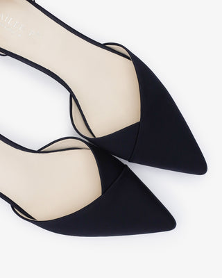 Satin Pointy Toe Low Block Heels Evening ShoesWomen Shoes