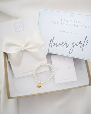 Bow Bliss and Pearls Flower Girls Proposal Gift Set