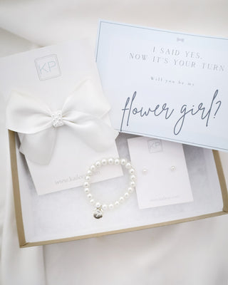 Bow Bliss and Pearls Flower Girls Proposal Gift Set