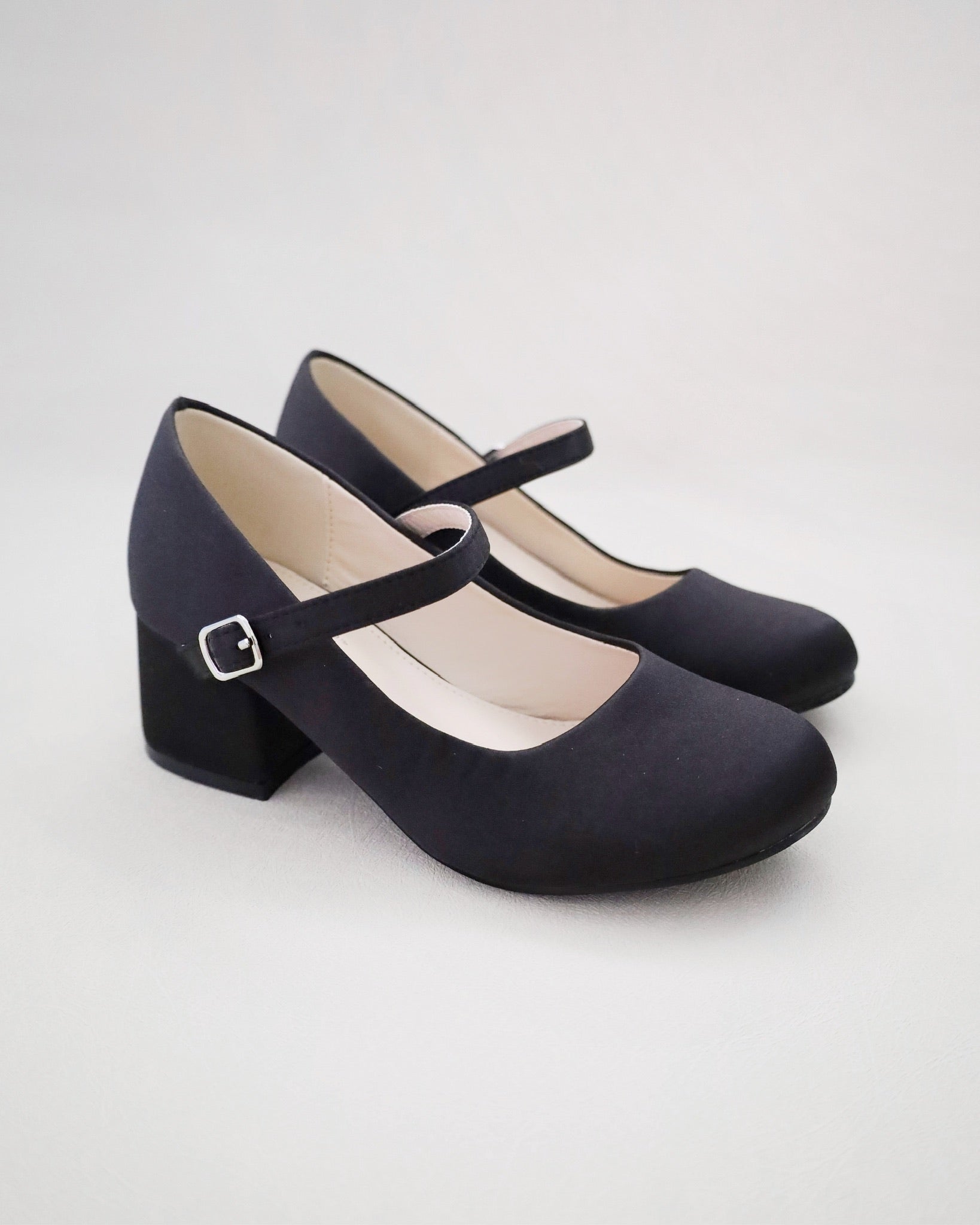 Girls Satin Mary Jane Block Heel, Flower Girls Shoes, Birthday Heels
