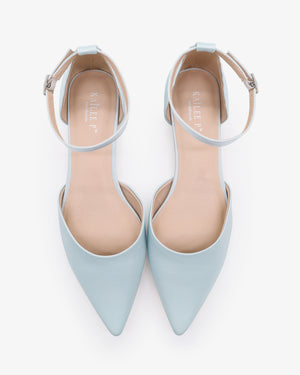 Satin Pointy Toe Flats with Ankle Strap