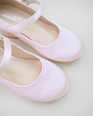 Girls Satin Mary Jane Block Heel