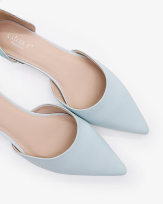 Satin Pointy Toe Bridal Flats with Ribbon Tie or Pearls Strap