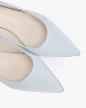 Satin Pointy Toe Kitten Heel Slingback Wedding Pumps