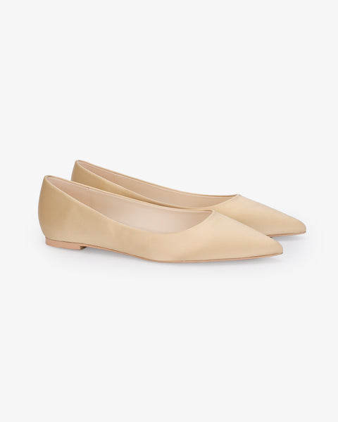 Champagne Pointy Toe Flats, Bridal Shoes, Bridesmaid Shoes, Prom Shoes