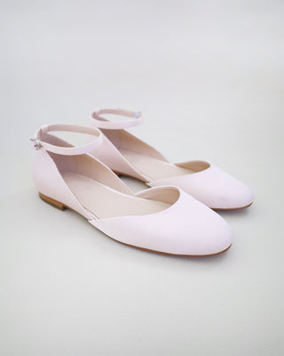 Satin Round Toe Evening Flat with Ankle Strap