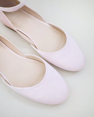 Satin Round Toe Evening Flat with Ankle Strap