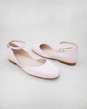 Satin Round Toe Evening Flat with Ankle Strap