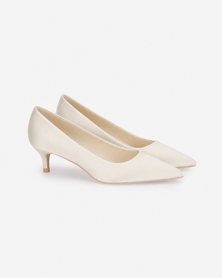 Satin Pointy Toe Kitten Heel Wedding Pumps