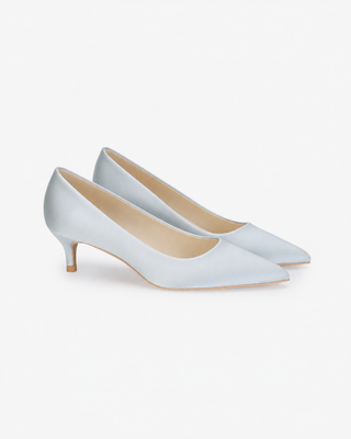 Satin Pointy Toe Kitten Heel Wedding Pumps