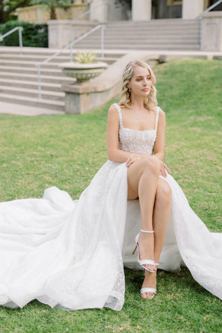 Satin High Heel Wedding Sandals with Pearls