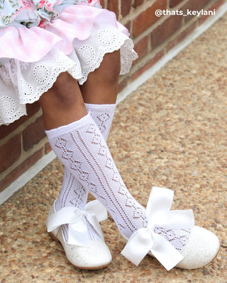 Rock Glitter Maryjane Flats with White Satin BowKids Shoes