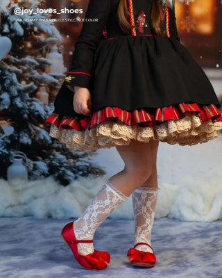 Satin Mary Jane Flats with Front Satin Bow