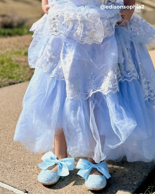 Rock Glitter Maryjane Flats with Satin Bow