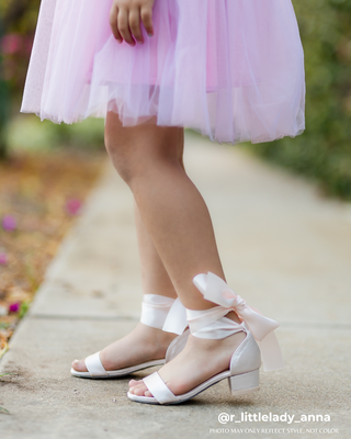 Satin Block Heel Sandal with Wrapped Ribbon Tie