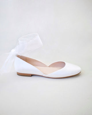 Satin Round Toe Bridal Flat with Wrapped Ribbon TieWomen Shoes