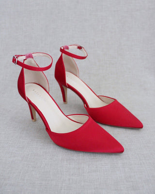 Red Satin Evening Heels