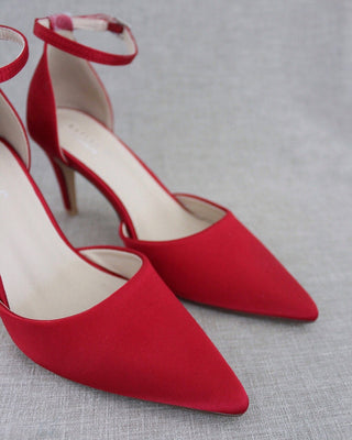 Red Satin Evening Heels