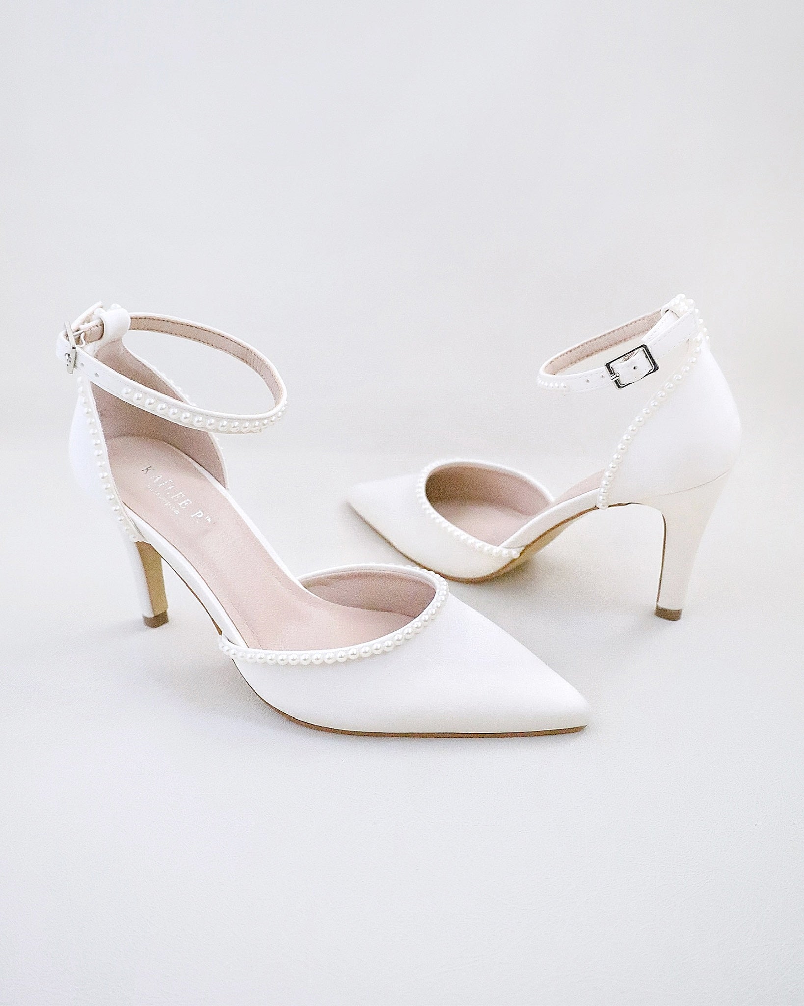 Ivory Pearls Satin Wedding Heels Bridal Shoes Bridal Shoes
