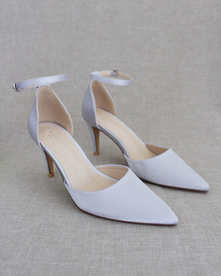 Silver Satin Evening Heels