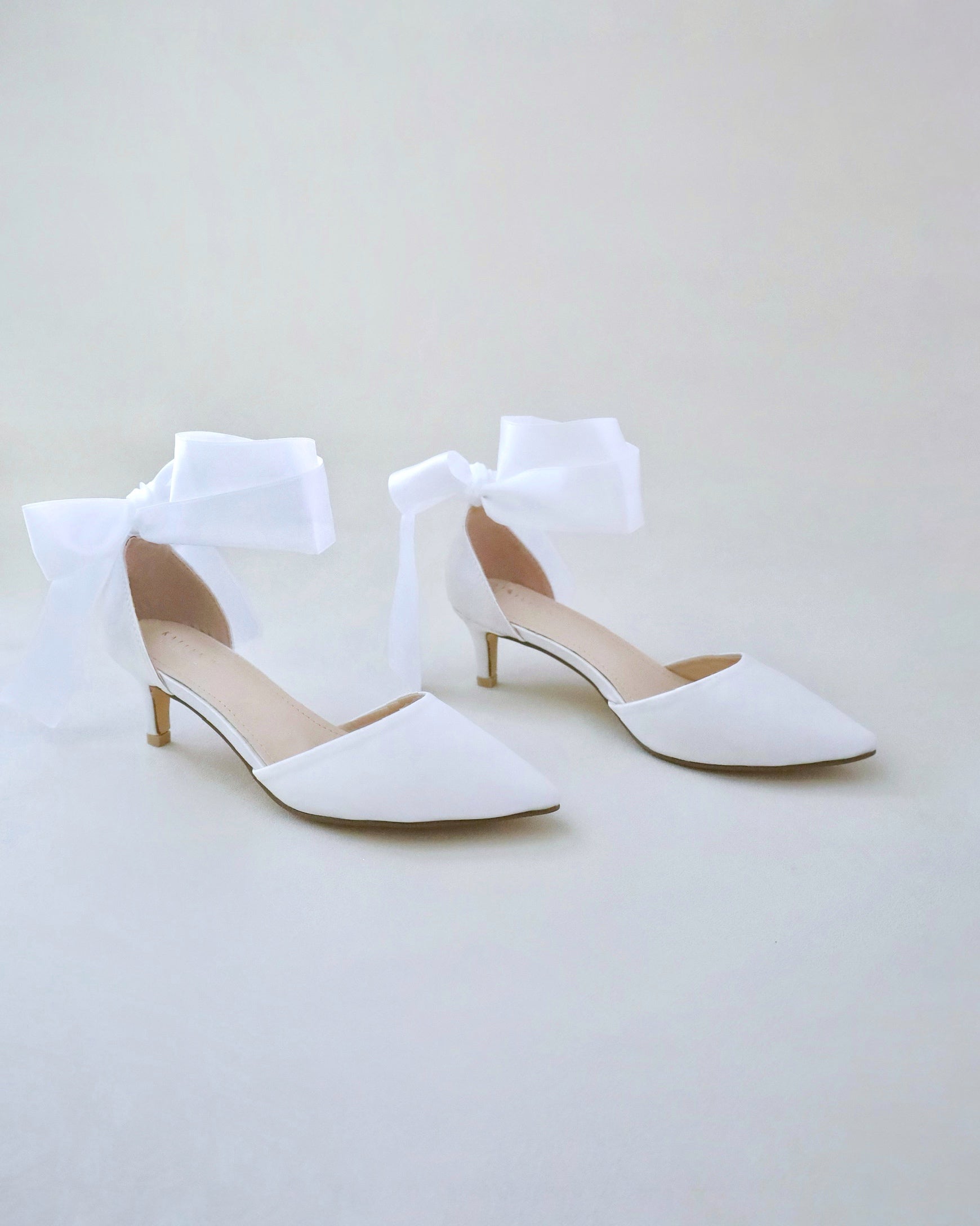 Satin Pointy Toe Low Heels Wedding Shoes, Wedding Heel, Bridal Shoes