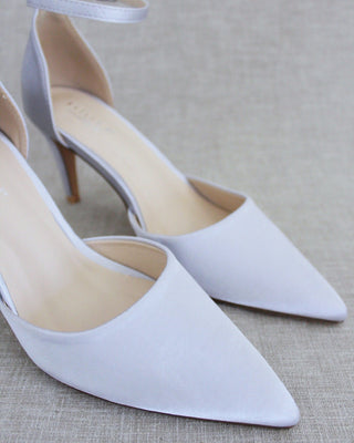 Silver Satin Evening Heels