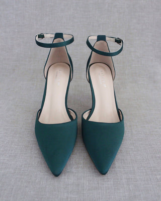 Hunter Green Satin Evening Heels