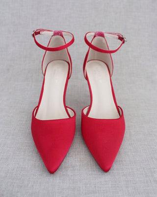 Red Satin Evening Heels