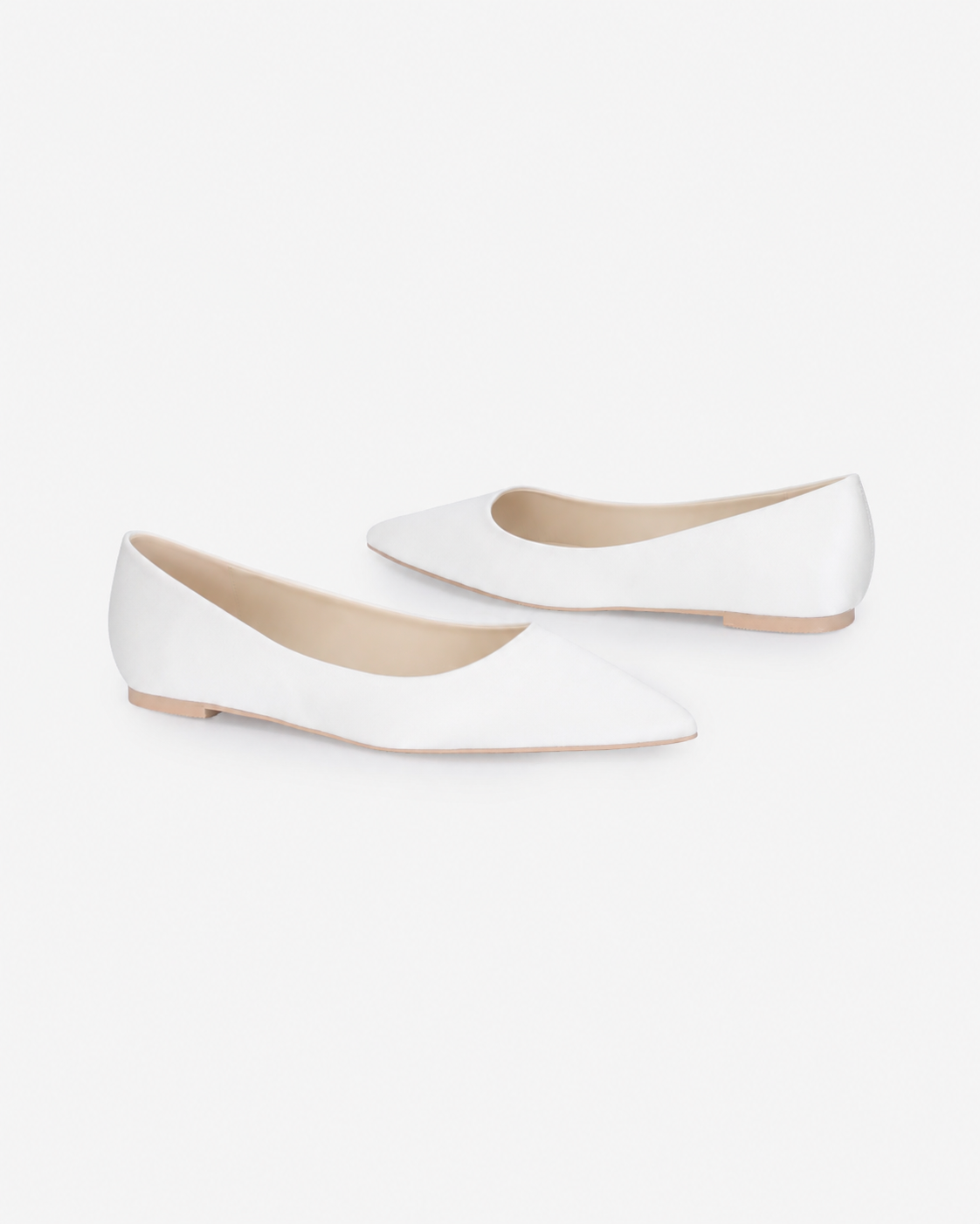ladies white flat dress shoes Satin Pointy Toe Wedding Flats