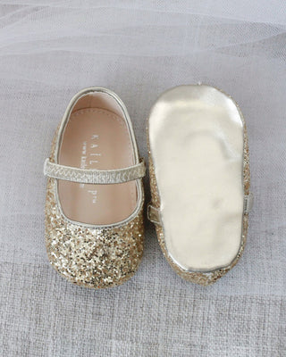 gold glitter baby shoes