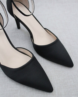 Black Satin Evening Heels