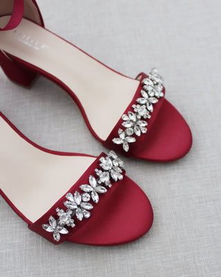 Burgundy Block Heel Sandals