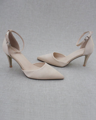 Champagne Satin Evening Heels