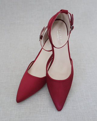 Burgundy Satin Evening Heels