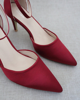 Burgundy Satin Evening Heels