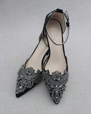 Black Evening heels with rhinestones embellished
