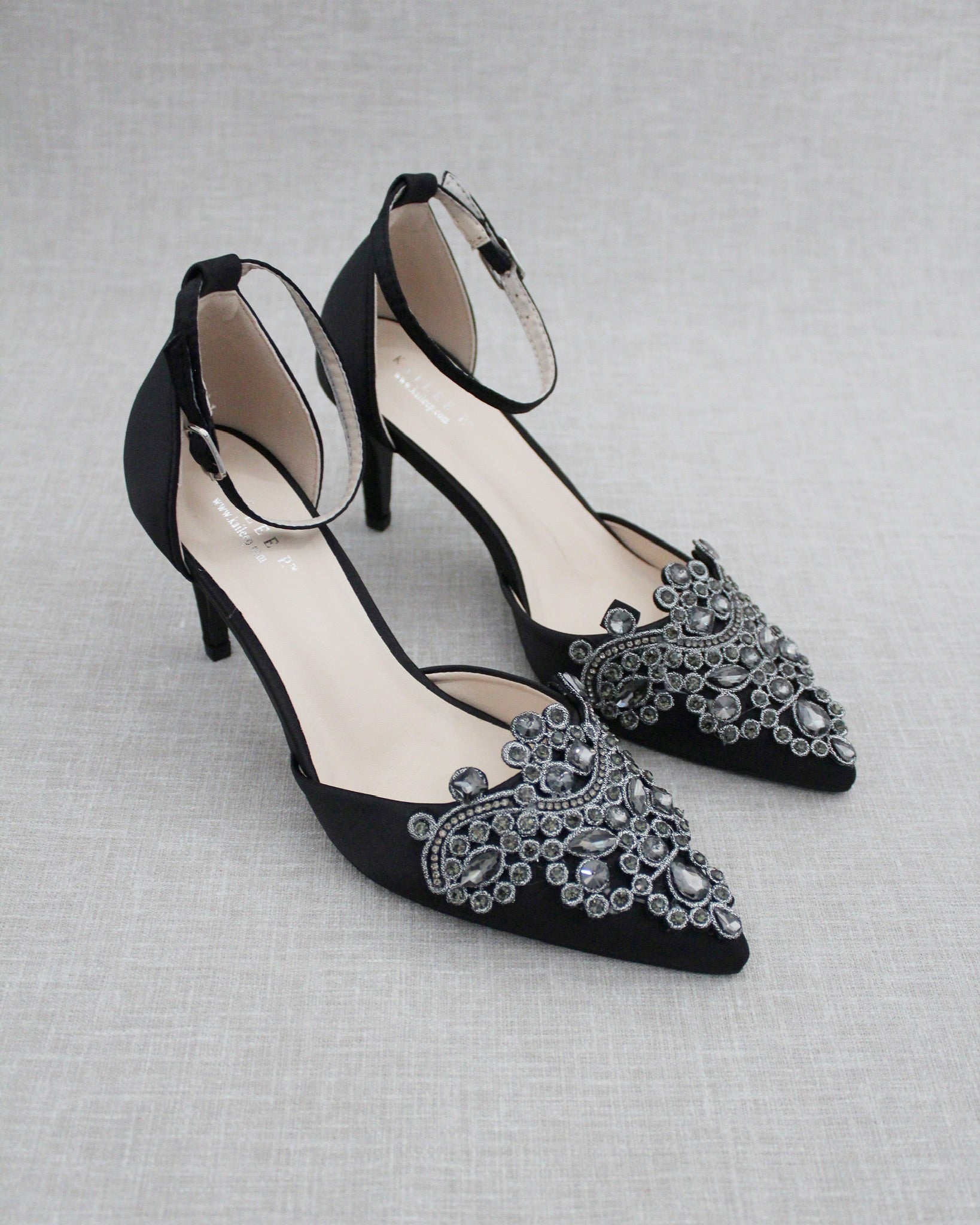 Wedding Dress Black Wedding Wedges Embellished Rhinestones Evening