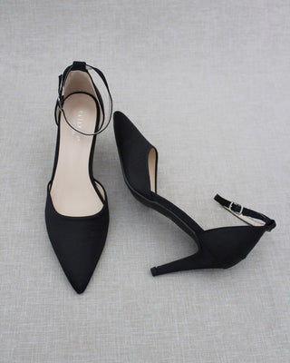 Black Satin Evening Heels