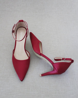 Burgundy Satin Evening Heels