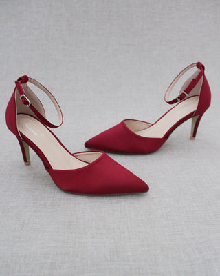 Burgundy Satin Evening Heels