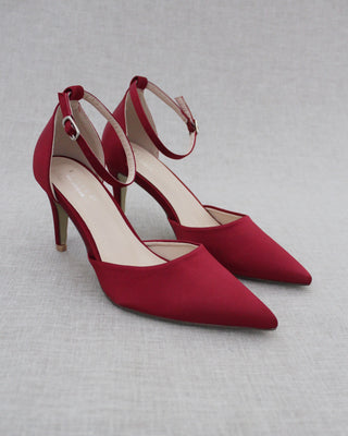 Burgundy Satin Evening Heels