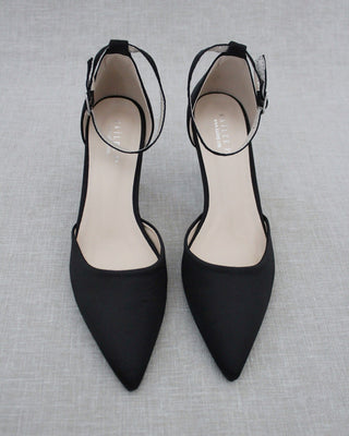 Black Satin Evening Heels