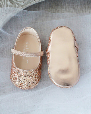 rose gold glitter baby shoes